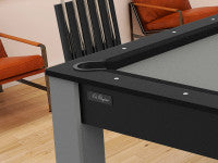 Billard Arizona 7 pieds convertible en table à manger - 8 personnes - Coloris noir grainé tapis gris