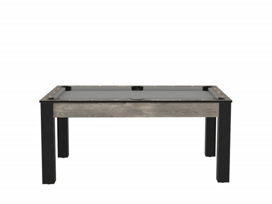 Billard Texas 6 pieds convertible en table à manger - 6 personnes - Coloris industriel tapis gris