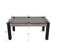Billard Texas 6 pieds convertible en table à manger - 6 personnes - Coloris industriel tapis gris