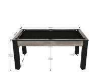 Billard Texas 6 pieds convertible en table à manger - 6 personnes - Coloris industriel tapis noir