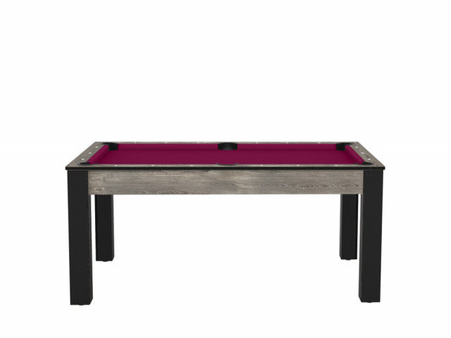 Billard Texas 6 pieds convertible en table à manger - 6 personnes - Coloris industriel tapis prune