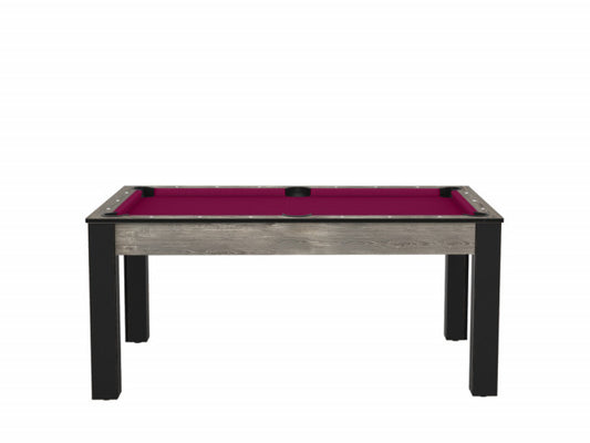 Billard Texas 6 pieds convertible en table à manger - 6 personnes - Coloris industriel tapis prune