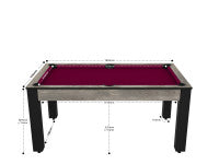 Billard Texas 6 pieds convertible en table à manger - 6 personnes - Coloris industriel tapis prune