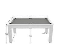 Billard Texas 6 pieds convertible en table à manger - 6 personnes - Coloris blanc laqué tapis gris
