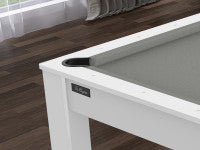 Billard Texas 6 pieds convertible en table à manger - 6 personnes - Coloris blanc laqué tapis gris