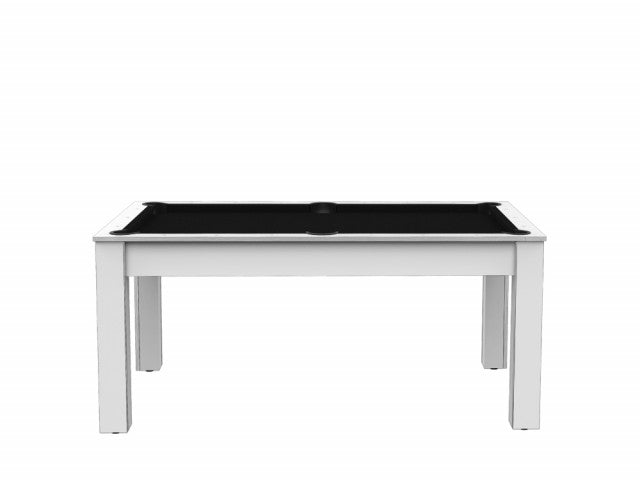 Billard Texas 6 pieds convertible en table à manger - 6 personnes - Coloris blanc laqué tapis noir