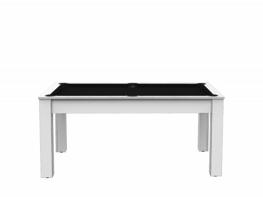 Billard Texas 6 pieds convertible en table à manger - 6 personnes - Coloris blanc laqué tapis noir
