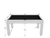 Billard Texas 6 pieds convertible en table à manger - 6 personnes - Coloris blanc laqué tapis noir