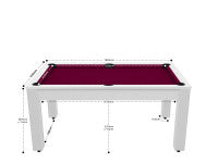 Billard Texas 6 pieds convertible en table à manger - 6 personnes - Coloris blanc laqué tapis prune