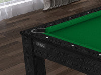 Billard Texas 6 pieds convertible en table à manger - 6 personnes - Coloris noir boisé tapis vert