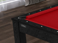 Billard Texas 6 pieds convertible en table à manger - 6 personnes - Coloris noir boisé tapis rouge