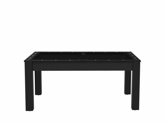 Billard Texas 6 pieds convertible en table à manger - 6 personnes - Coloris noir grainé tapis noir