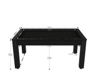 Billard Texas 6 pieds convertible en table à manger - 6 personnes - Coloris noir grainé tapis noir