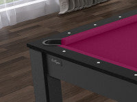 Billard Texas 6 pieds convertible en table à manger - 6 personnes - Coloris noir grainé tapis prune