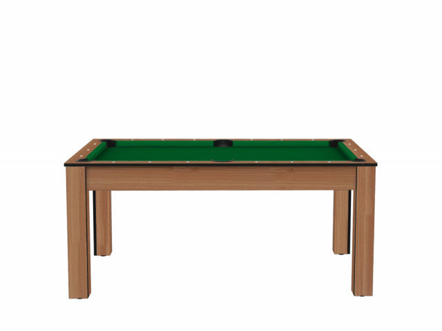 Billard Texas 6 pieds convertible en table à manger - 6 personnes - Coloris hêtre boisé tapis vert