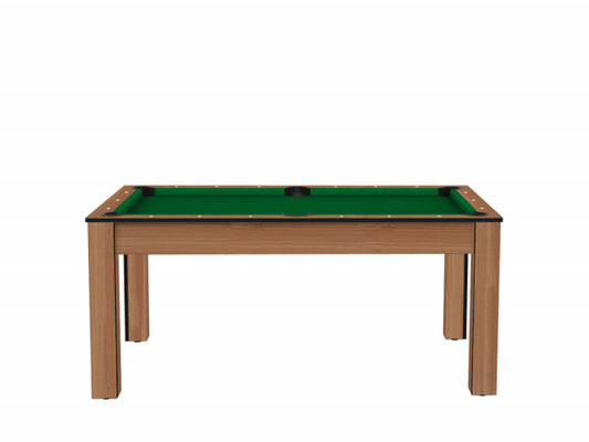 Billard Texas 6 pieds convertible en table à manger - 6 personnes - Coloris hêtre boisé tapis vert
