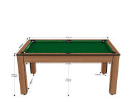Billard Texas 6 pieds convertible en table à manger - 6 personnes - Coloris hêtre boisé tapis vert
