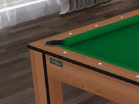 Billard Texas 6 pieds convertible en table à manger - 6 personnes - Coloris hêtre boisé tapis vert