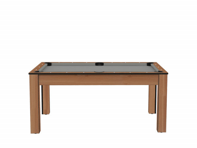 Billard Texas 6 pieds convertible en table à manger - 6 personnes - Coloris hêtre boisé tapis gris