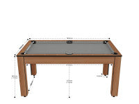 Billard Texas 6 pieds convertible en table à manger - 6 personnes - Coloris hêtre boisé tapis gris