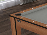 Billard Texas 6 pieds convertible en table à manger - 6 personnes - Coloris hêtre boisé tapis gris