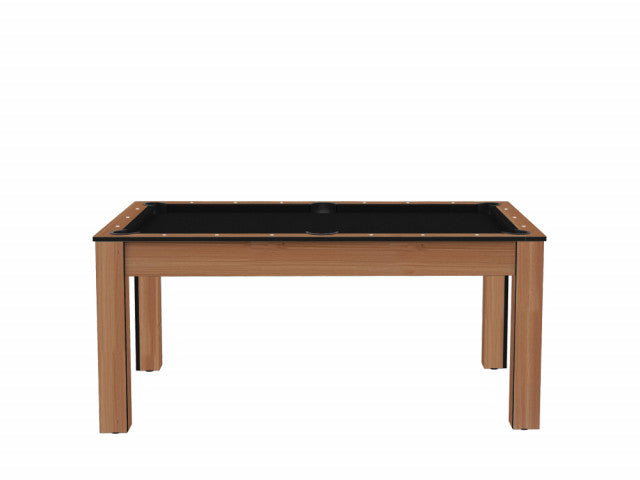 Billard Texas 6 pieds convertible en table à manger - 6 personnes - Coloris hêtre boisé tapis noir