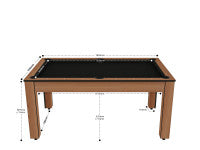 Billard Texas 6 pieds convertible en table à manger - 6 personnes - Coloris hêtre boisé tapis noir