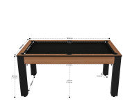Billard Texas 6 pieds convertible en table à manger - 6 personnes - Coloris hêtre boisé tapis noir