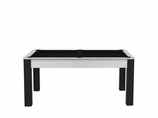 Billard Texas 6 pieds convertible en table à manger - 6 personnes - Coloris blanc boisé tapis noir