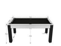 Billard Texas 6 pieds convertible en table à manger - 6 personnes - Coloris blanc boisé tapis noir