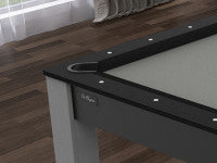 Billard Texas 6 pieds convertible en table à manger - 6 personnes - Coloris noir grainé tapis gris