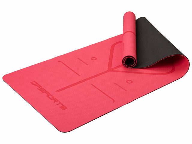 Tapis de Yoga DF SPORTS antidérapant 183x61x0.6cm avec housse - Modèle Nirvana - Rouge