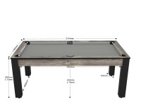 Billard Arizona 7 pieds convertible en table à manger - 8 personnes - Coloris industriel tapis gris (2)