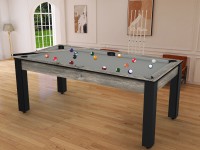 Billard Arizona 7 pieds convertible en table à manger - 8 personnes - Coloris industriel tapis gris (6)
