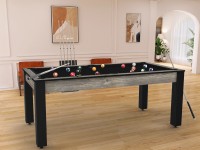 Billard Arizona 7 pieds convertible en table à manger - 8 personnes - Coloris industriel tapis noir (5)