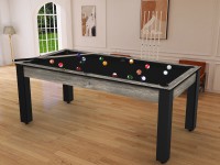 Billard Arizona 7 pieds convertible en table à manger - 8 personnes - Coloris industriel tapis noir (6)