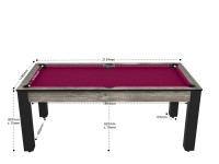Billard Arizona 7 pieds convertible en table à manger - 8 personnes - Coloris industriel tapis prune (2)