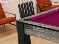 Billard Arizona 7 pieds convertible en table à manger - 8 personnes - Coloris industriel tapis prune (3)