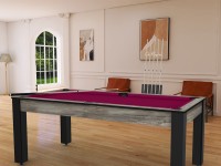 Billard Arizona 7 pieds convertible en table à manger - 8 personnes - Coloris industriel tapis prune (4)