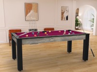Billard Arizona 7 pieds convertible en table à manger - 8 personnes - Coloris industriel tapis prune (5)