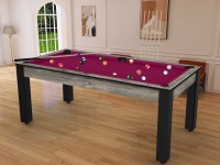 Billard Arizona 7 pieds convertible en table à manger - 8 personnes - Coloris industriel tapis prune (6)