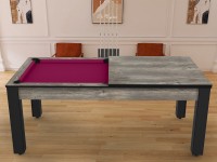 Billard Arizona 7 pieds convertible en table à manger - 8 personnes - Coloris industriel tapis prune (7)