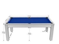 Billard Arizona 7 pieds convertible en table à manger - 8 personnes - Coloris blanc boisé tapis bleu (2)