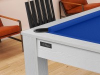 Billard Arizona 7 pieds convertible en table à manger - 8 personnes - Coloris blanc boisé tapis bleu (3)