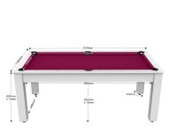 Billard Arizona 7 pieds convertible en table à manger - 8 personnes - Coloris blanc laqué tapis prune (2)