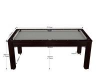 Billard Arizona 7 pieds convertible en table à manger - 8 personnes - Coloris wengé boisé tapis gris (2)