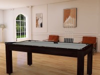 Billard Arizona 7 pieds convertible en table à manger - 8 personnes - Coloris wengé boisé tapis gris (4)