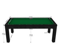 Billard Arizona 7 pieds convertible en table à manger - 8 personnes - Coloris noir boisé tapis vert (2)