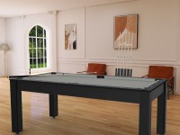 Billard Arizona 7 pieds convertible en table à manger - 8 personnes - Coloris noir grainé tapis gris (4)