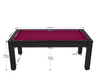 Billard Arizona 7 pieds convertible en table à manger - 8 personnes - Coloris noir grainé tapis prune (2)